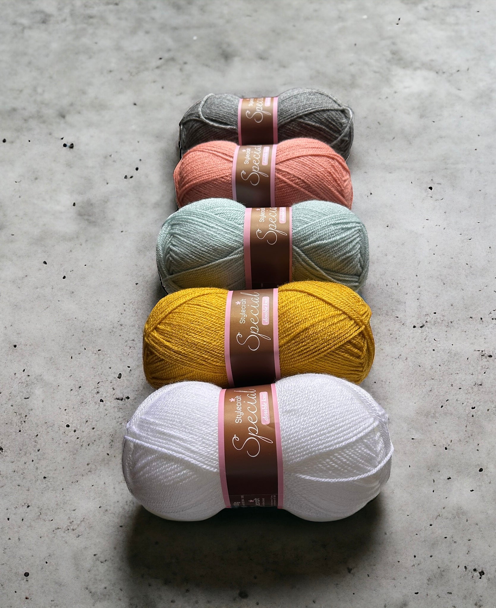 Mustard, Duck Egg and Vintage Peach Yarn Pack