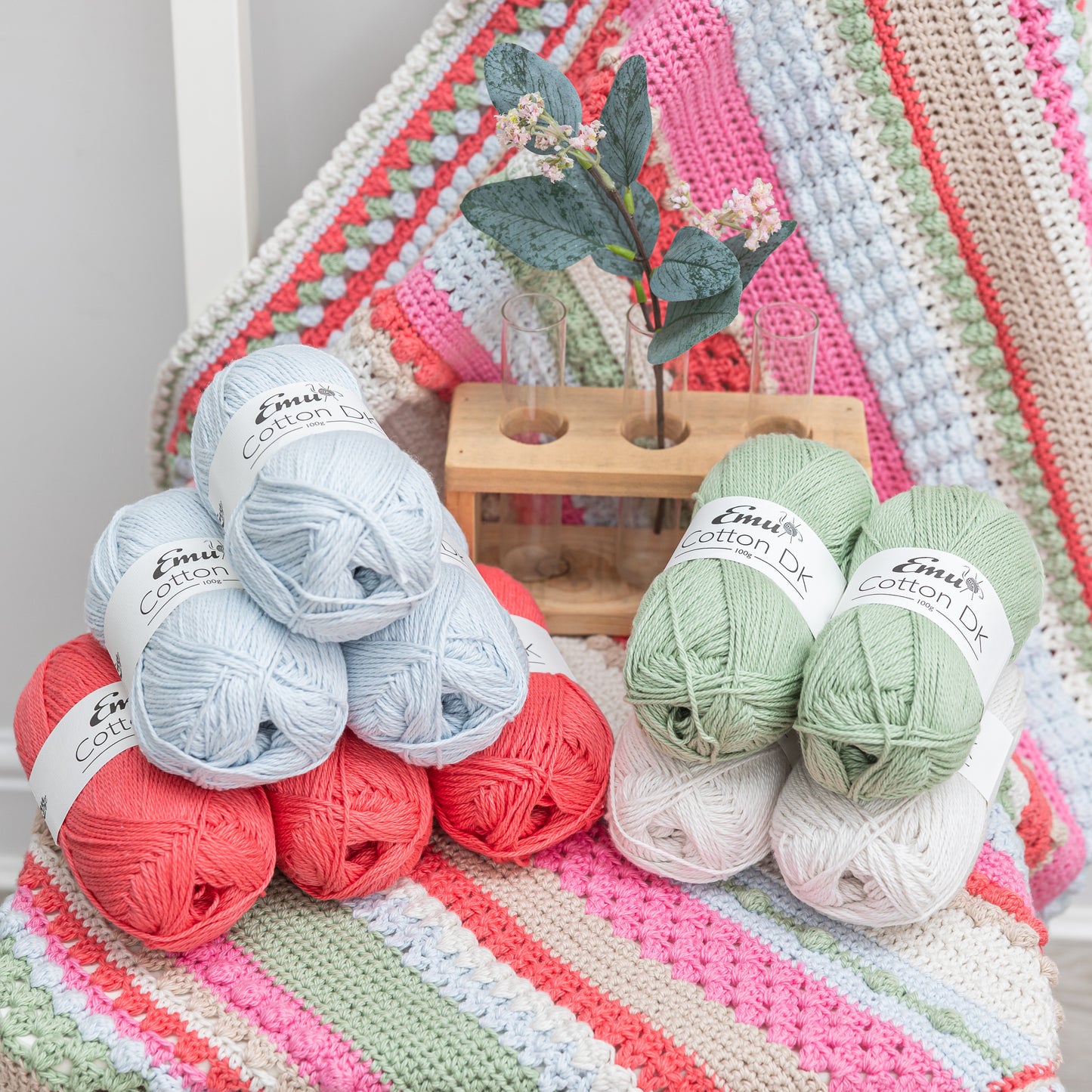 Flower Fields Blanket Crochet Kit Emu Cotton DK (3015)