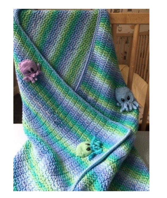 Ocean Hooded Blanket  Kiddies Collection DK Knitting Pattern 