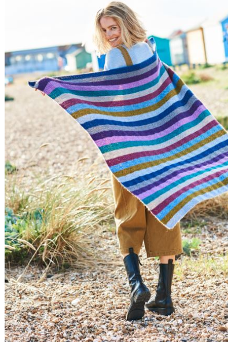 Download your free Stylecraft Highland Heathers Stripey Blanket Knitting Pattern