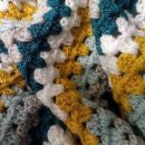 Stylecraft Special DK - Teal and Mustard crochet blanket